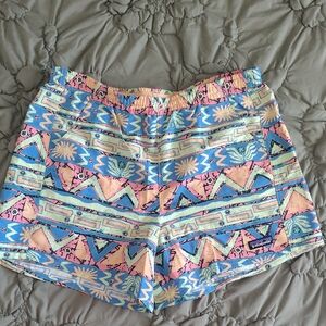 Patagonia Blue and Pink Geometric Women's Baggies Shorts Medium